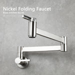Brass Kitchen Faucet Wall Mount Pot Filler Faucet 360 Rotatable Folding Lengthened with Double Joint Swing Arms Cold Water Tap