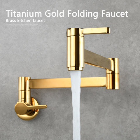 Brass Kitchen Faucet Wall Mount Pot Filler Faucet 360 Rotatable Folding Lengthened with Double Joint Swing Arms Cold Water Tap - WELQUEEN HOME DECOR