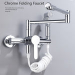 Brass Pot Filler Folding Faucet with Side Sprayer Kitchen Sink Faucet with Swing Arm and Double Function Joint