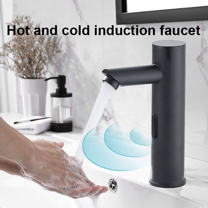 Copper Automatic Sensor Faucet Basin Single Cold Black Faucet Hot Smart Sensor Infrared Hand Washing Basin Faucet - WELQUEEN HOME DECOR