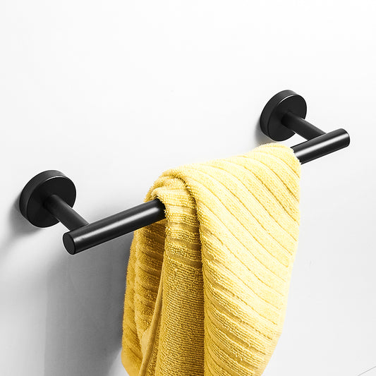 Matte Black Bathroom Hardware Set | Robe Hook Single Towel Bar Toilet Paper Holder - WELQUEEN