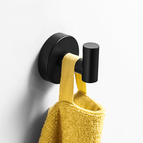 Matte Black Bathroom Hardware Set | Robe Hook Single Towel Bar Toilet Paper Holder - WELQUEEN