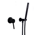 Matte Black Shower Faucet Set Concealed Wall Mounted Embedded Bathroom Shower Mixer Valve Hand Held Shower Head Black Brass