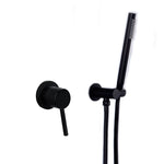 Matte Black Shower Faucet Set Concealed Wall Mounted Embedded Bathroom Shower Mixer Valve Hand Held Shower Head Black Brass