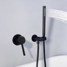 Matte Black Shower Faucet Set Concealed Wall Mounted Embedded Bathroom Shower Mixer Valve Hand Held Shower Head Black Brass
