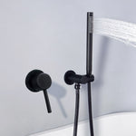 Matte Black Shower Faucet Set Concealed Wall Mounted Embedded Bathroom Shower Mixer Valve Hand Held Shower Head Black Brass