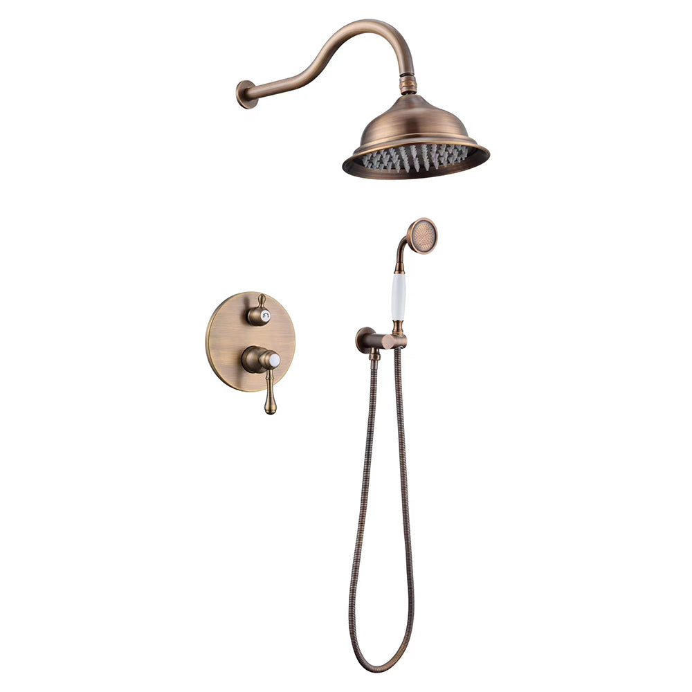 Antique Brass Shower Faucet | Shower System with 8 Rain Shower head | Multi-Function Adjustable Slide Bar shower set - WELQUEEN HOME DECOR