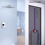 Rain Shower System Brass Fixed Shower Head Rain Mixer Shower Combo Wall Mount Shower Trim Kit with Rough-in Valve