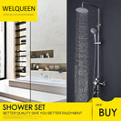 Round Single Handle Mixer Tap With Top Spray Hand Shower Rain Shower Faucets Set Wall Mount Bathroom Shower Set