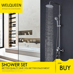 Round Single Handle Mixer Tap With Top Spray Hand Shower Rain Shower Faucets Set Wall Mount Bathroom Shower Set
