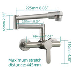 Brass Kitchen Folding Faucet Pot Filler Faucet Two Holes Wall Mount Faucet Hot and Cold Mixer Tap with Kitchen Sprayer