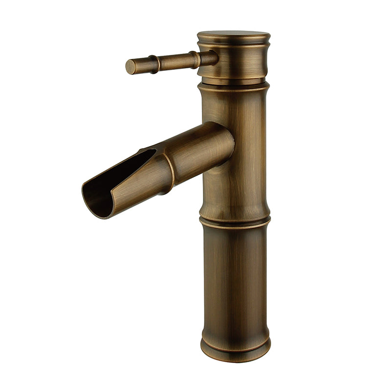 Bathroom Basin Faucet Antique Brass Bamboo Shape Faucet Bronze Finish Sink Faucet Single Handle Hot and Cold Water Mixer Tap - WELQUEEN HOME DECOR