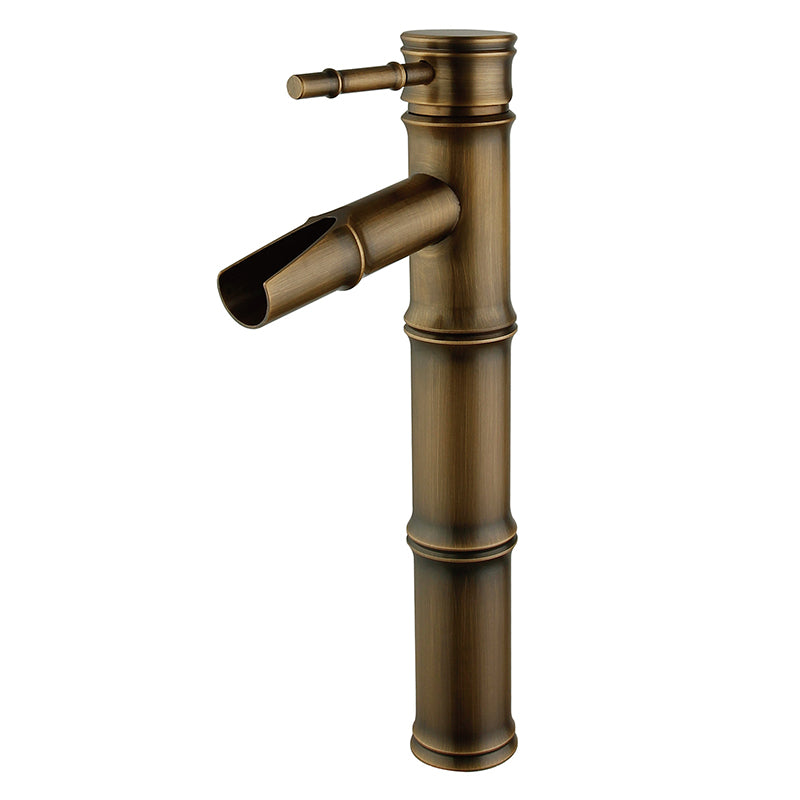 Bathroom Basin Faucet Antique Brass Bamboo Shape Faucet Bronze Finish Sink Faucet Single Handle Hot and Cold Water Mixer Tap - WELQUEEN HOME DECOR