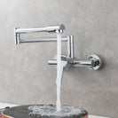Brass Kitchen Folding Faucet Pot Filler Faucet Two Holes Wall Mount Faucet Hot and Cold Mixer Tap with Kitchen Sprayer