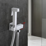 Solid Brass Single Cold Water Corner Valve Bidet Function square Hand Shower Head Tap Crane 90 Degree Switch
