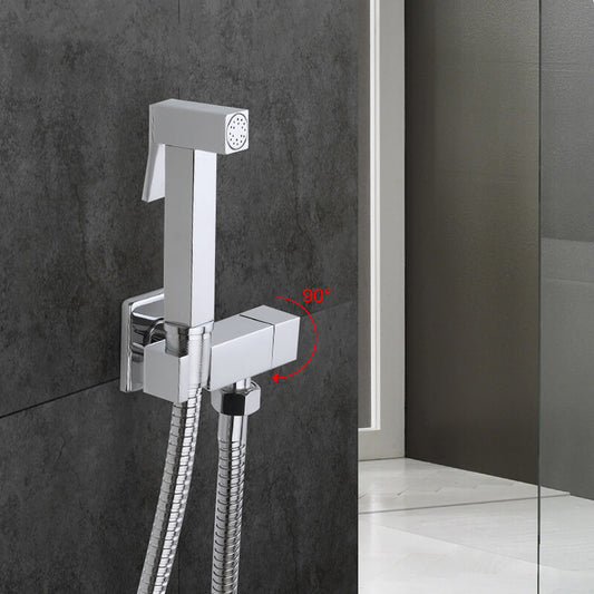 Solid Brass Single Cold Water Corner Valve Bidet Function square Hand Shower Head Tap Crane 90 Degree Switch - WELQUEEN