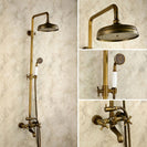 Antique Brass Shower Faucet | Shower System with 8 Rain Shower head | Multi-Function Adjustable Slide Bar shower set