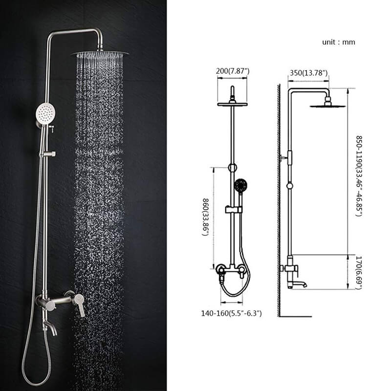 Elegant Wall Mounted Shower System | Brushed Nickel Finish