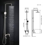 Bathroom Shower Column Set | SUS 304 Stainless Steel Bathroom Shower System | Wall Mounted Adjustable Triple Function Shower Faucet Brushed Nickel