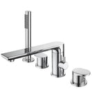 Brush Gold Deck Mount Roman Tub and Shower Trim Kit with Single-Spray Shower Head 3&4 Hole Bathroom Waterfall Bathtub Faucet