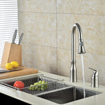 Modern Brass Single Handle Dual Hole Kitchen Faucet | Pull Down Sprayer Spring Kitchen Faucet Dual Function Kitchen Sink Faucet