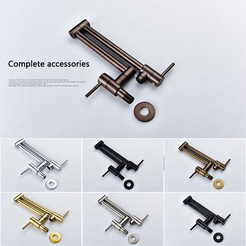 Brass Wall Mounted Kitchen Faucet | Cold Water Folding Kitchen Faucet | Single Lever Rotate Kitchen Sink Faucet 7 Colors - WELQUEEN
