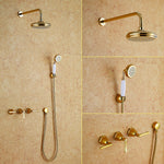 Bathroom Concealed Luxury Rain Mixer Shower Combo Set | Wall Mounted Rainfall Shower Head System Polished Chrome