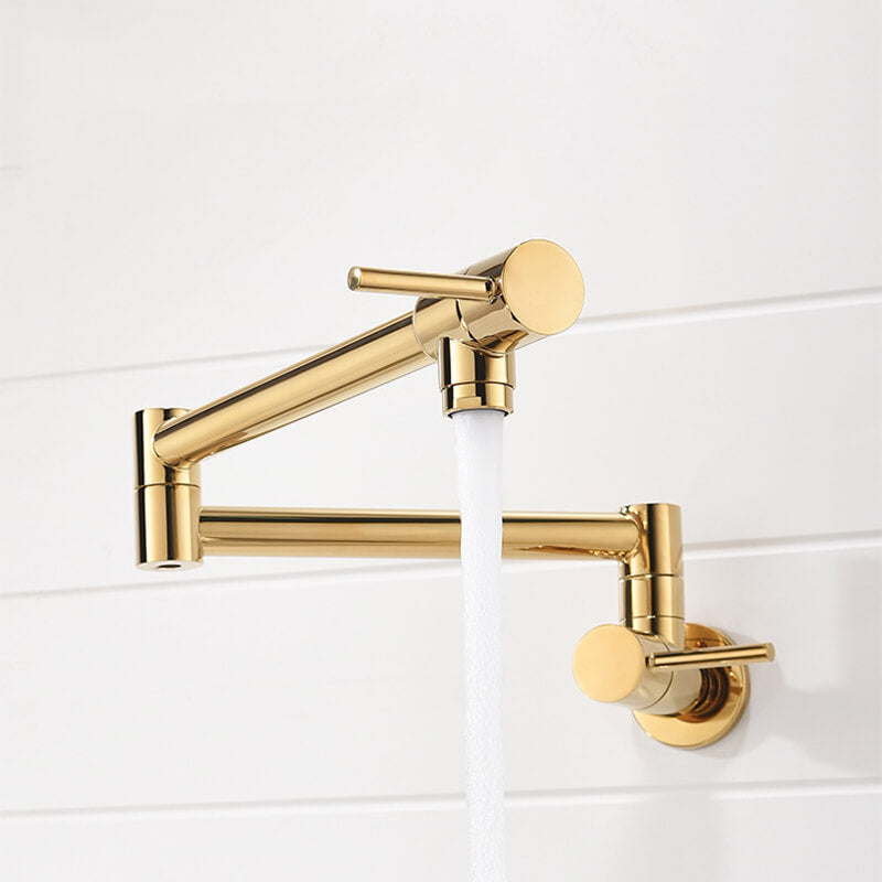 Brass Wall Mounted Kitchen Faucet | Cold Water Folding Kitchen Faucet | Single Lever Rotate Kitchen Sink Faucet 7 Colors - WELQUEEN