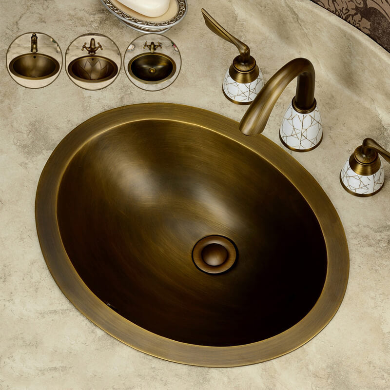 Pure Copper Basin | European Antique Wash Basin | Brass Wash Basin Vintage Art Basin - WELQUEEN