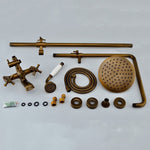 Antique Copper Shower Faucet | Luxury Bathroom Shower Faucet Set 8-inch Round Rainfall Shower Head + Hand Spray + Tub Tap