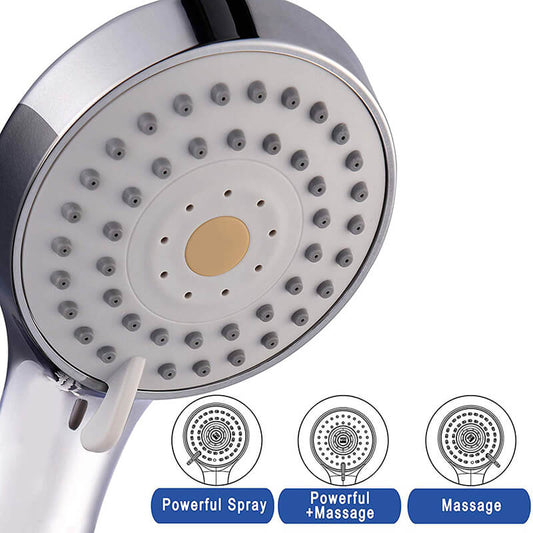 3 Function High Pressure Handheld Shower Head | Chrome Shower Head with Hose and Adjustable Bracket | Massage Spa Plastic Handheld Shower Head - WELQUEEN