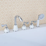 Brass Bathroom Tub Faucet | Deck Mounted Widespread 5 Holes Waterfall Bathtub Faucet