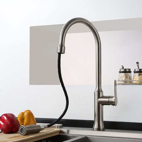 Single Handle Kitchen Faucet | Stainless Steel Pull Down Kitchen Sink Faucet | Spray Kitchen Faucet With Flexible Hose - WELQUEEN