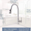 Stainless Steel Pull Down Kitchen Faucet | Single Handle High Arc Pull Out Kitchen Faucet | Swivel Single Lever Kitchen Sink Faucet