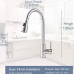 Stainless Steel Pull Down Kitchen Faucet | Single Handle High Arc Pull Out Kitchen Faucet | Swivel Single Lever Kitchen Sink Faucet