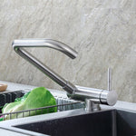 Folding Kitchen Faucet Brushed Nickel Stainless Steel Kitchen Faucet 360 Degree Swivel Single Handle Kitchen Sink Faucet