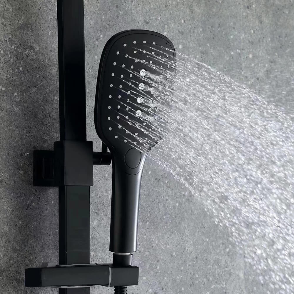 Black Shower Column Set | Bathroom Multifunction Shower Faucet | Brass Shower Mixer with Soap Dish Holder - WELQUEEN