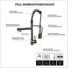 Deck Mounted Water Kitchen Faucet Black Bronze Spring Pull Down Dual Spray Spout Kitchen Mixer Tap