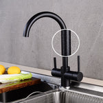 360 Degree Rotation Brass Drinking Filtered Water Kitchen Faucet Brass Single Hole Kitchen Faucet Dual Handle Kitchen Sink Tap