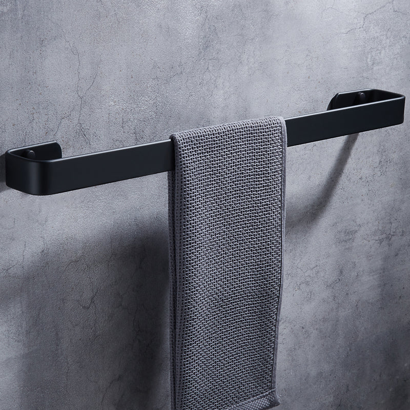 Towel Bar Black Space Aluminum Wall Mounted Single Washroom Towel Rack Hanging Holder Accessories Bathroom Towel Holder Square - WELQUEEN