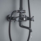 Bathroom Rainfall Shower Mixer Faucet Dual Handle Bath Shower Set Black Brass 8" Showerhead Shower Faucet System