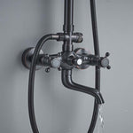 Bathroom Rainfall Shower Mixer Faucet Dual Handle Bath Shower Set Black Brass 8" Showerhead Shower Faucet System