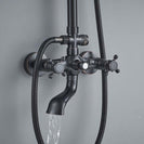 Bathroom Rainfall Shower Mixer Faucet Dual Handle Bath Shower Set Black Brass 8" Showerhead Shower Faucet System