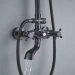 Bathroom Rainfall Shower Mixer Faucet Dual Handle Bath Shower Set Black Brass 8" Showerhead Shower Faucet System