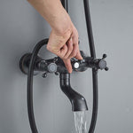Bathroom Rainfall Shower Mixer Faucet Dual Handle Bath Shower Set Black Brass 8" Showerhead Shower Faucet System