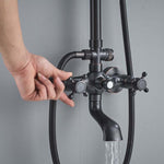 Bathroom Rainfall Shower Mixer Faucet Dual Handle Bath Shower Set Black Brass 8" Showerhead Shower Faucet System