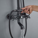 Bathroom Rainfall Shower Mixer Faucet Dual Handle Bath Shower Set Black Brass 8" Showerhead Shower Faucet System