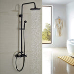 Bathroom Rainfall Shower Mixer Faucet Dual Handle Brass Black Shower Set Faucet Wall Mount Rainfall Shower Mixer Tap