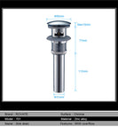 Pop up Drain with Overflow Bathroom Sink Waste Basin Drainer Plug Bath Tub Round Chrome