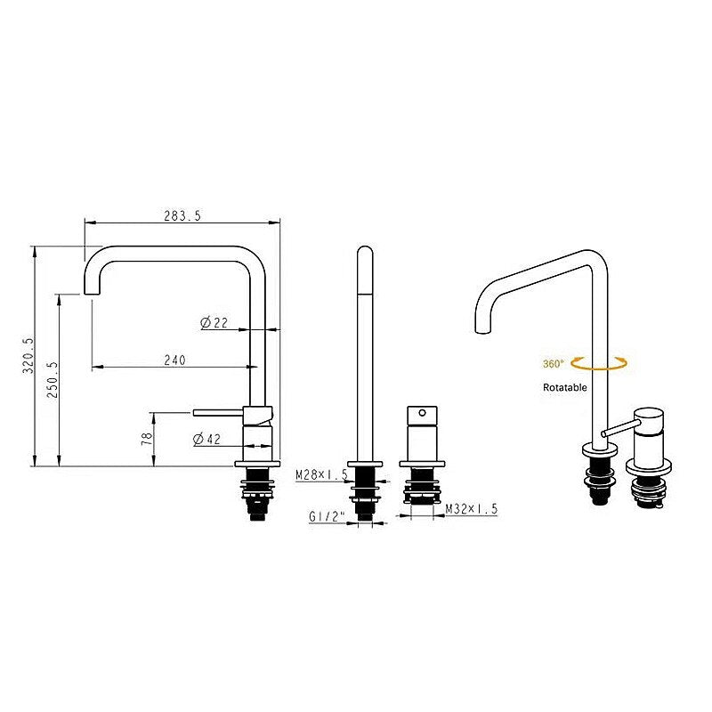 Modern Style Kitchen Sink Faucet Tap Dual Holder Single Handle Fixed Basin Faucet Hot And Cold 2 Hole Kitchen Sink Mixer - WELQUEEN